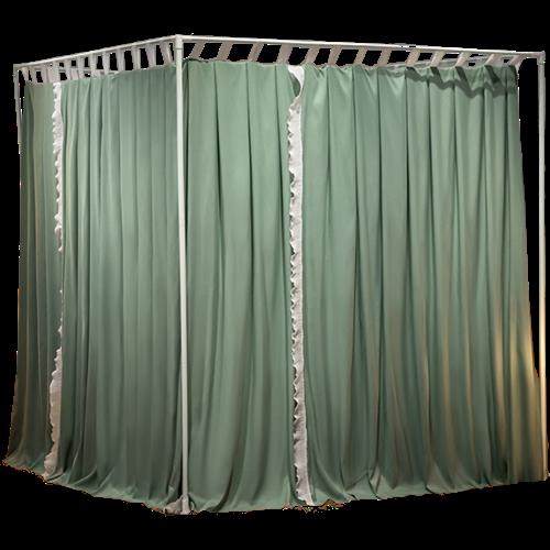 遮光落地蚊帐床帘一体式家用卧室双层加密加厚帐纱防尘床幔三开门