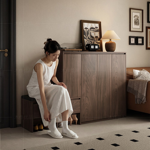 魏氏匠心中古风实木储藏鞋柜