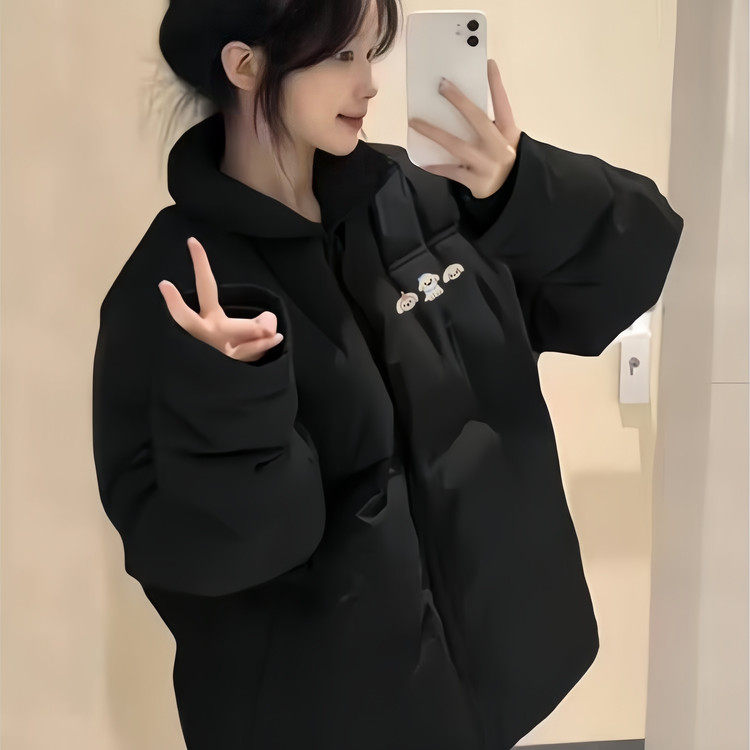 少女大童立领羽绒棉服女冬装2026初中高中学生宽松面包服外套棉袄