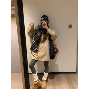 冬季立领加棉加厚棉衣棉服女韩系穿搭学院风卡其色风衣工装外套