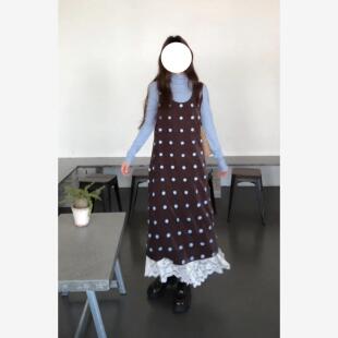 韩系氛围感套装女打底衫巨好看的两件套冬装新款假两件蕾丝连衣裙