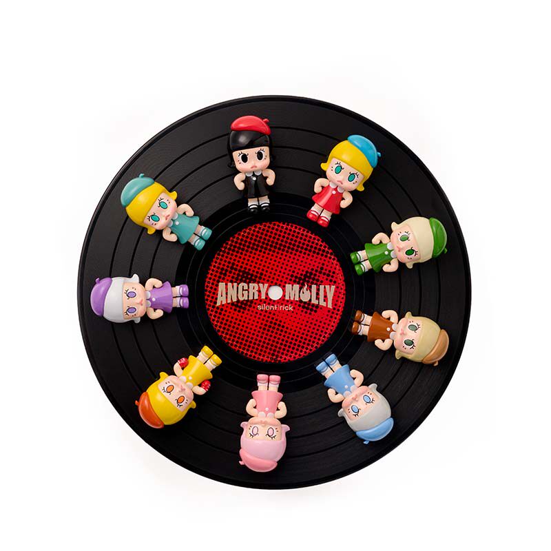 POPMART泡泡玛特 Angry Molly 9体黑胶吊卡-收藏套装潮玩手办摆件