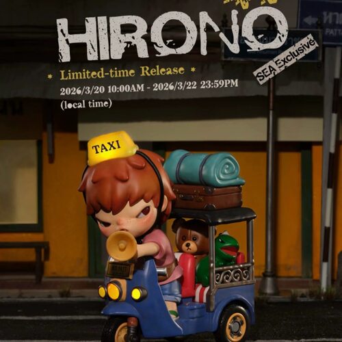 POPMART泡泡玛特Hirono小野 突突车手办 Tuk-tuk 海外限定潮玩