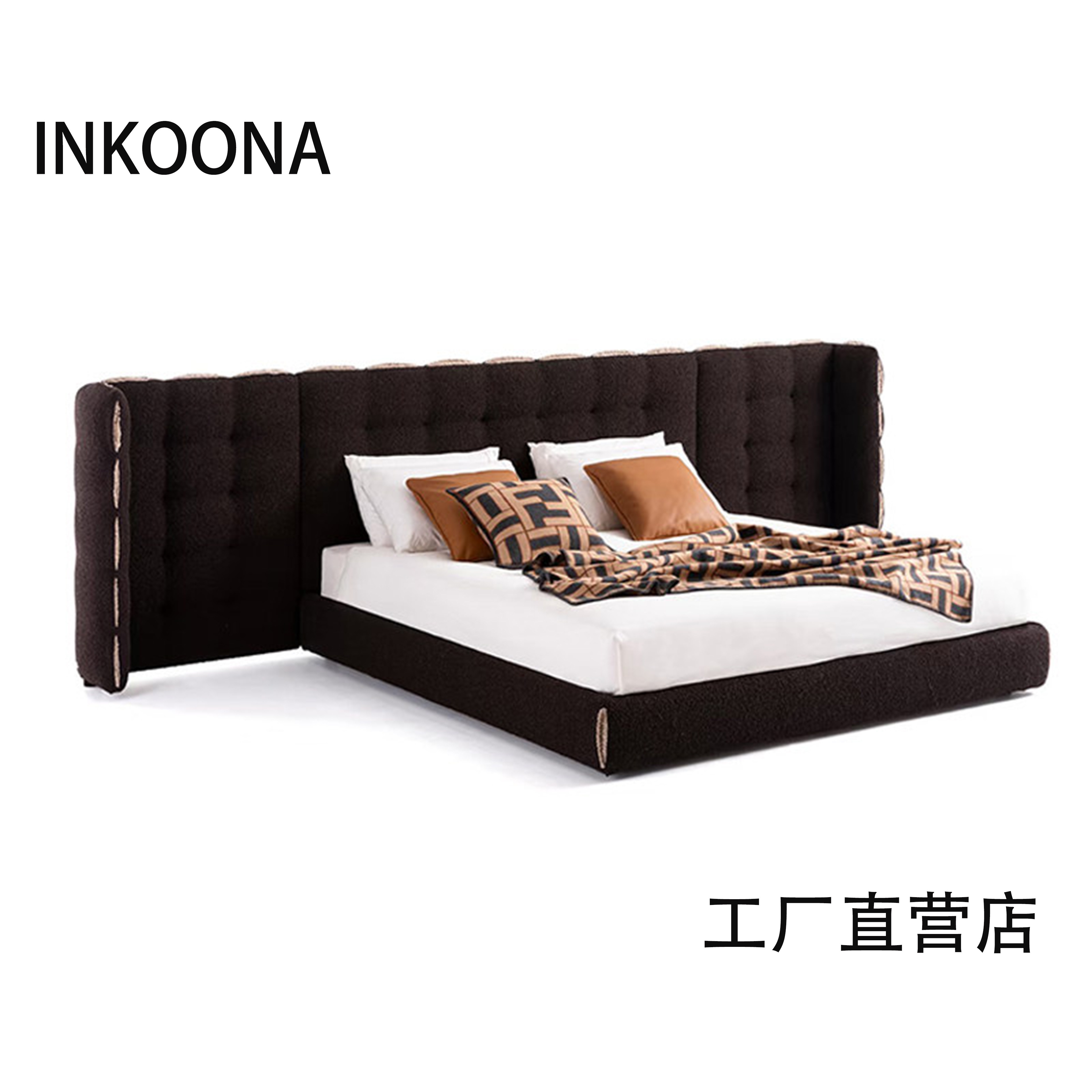 芬迪Fun bed宽屏大平层爆布艺床