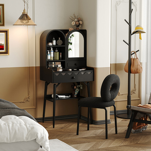 小户型梳妆台收纳柜一体60CM卧室法式 复古二合一书桌化妆桌高级感