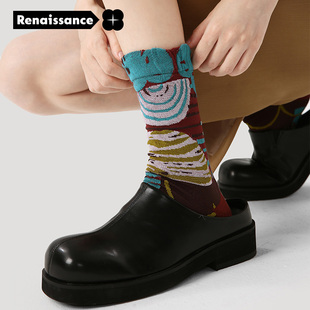 文艺复兴复古袜子女反包纱中筒袜24年秋搭配小皮鞋堆堆袜无骨棉袜