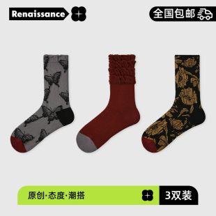 堆堆袜复古风棉袜春秋款 袜子女25新款 中筒袜 新款 Renaissance秋季
