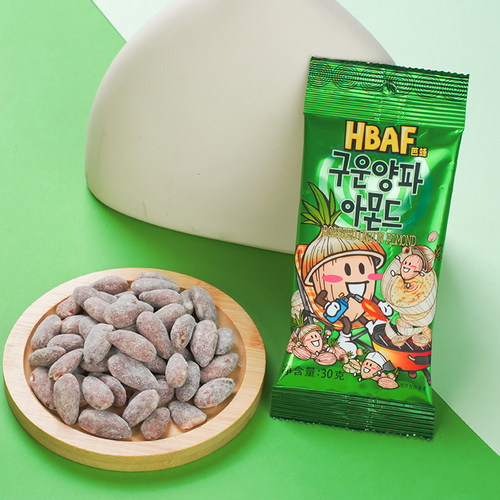 hbaf芭蜂烤洋葱巴旦木坚果非油炸干果休闲解馋营养办公零食独小包