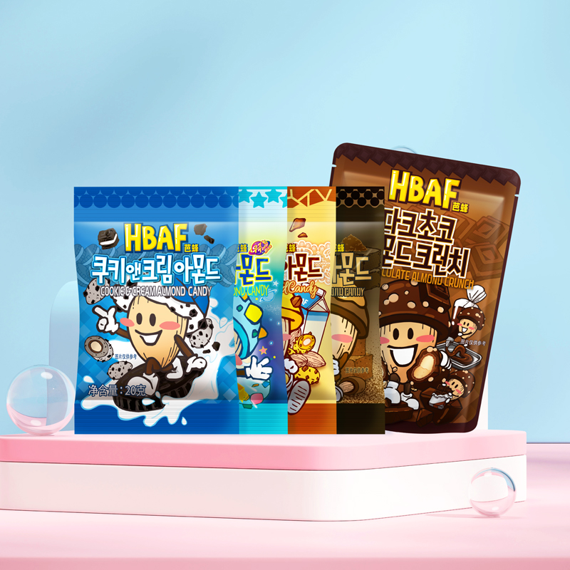 【新品】韩国进口HBAF芭蜂扁桃仁夹心糖黑巧克力跳跳星坚果小包装