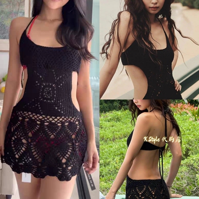 折扣现货 Frankies Bikinis JENNIE同款辣妹挂脖沙滩吊带连衣裙女