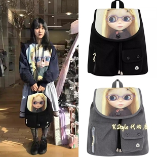 现货coyseio 联名blythe款翻盖可爱卡通娃娃双肩包背包旅行包书包