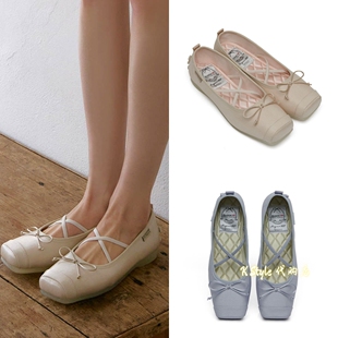 rockfish 26新款方头交叉带芭蕾舞鞋蝴蝶结缎面甜美风玛丽珍鞋