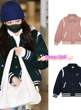 现货 韩国 Marithe 棒球服 高允真 金智妮jennie同款毛呢夹克外套