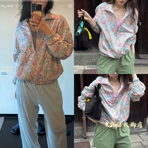 在途现货 sienne boutigue 26新款复古水彩画般魅力花朵防晒外套
