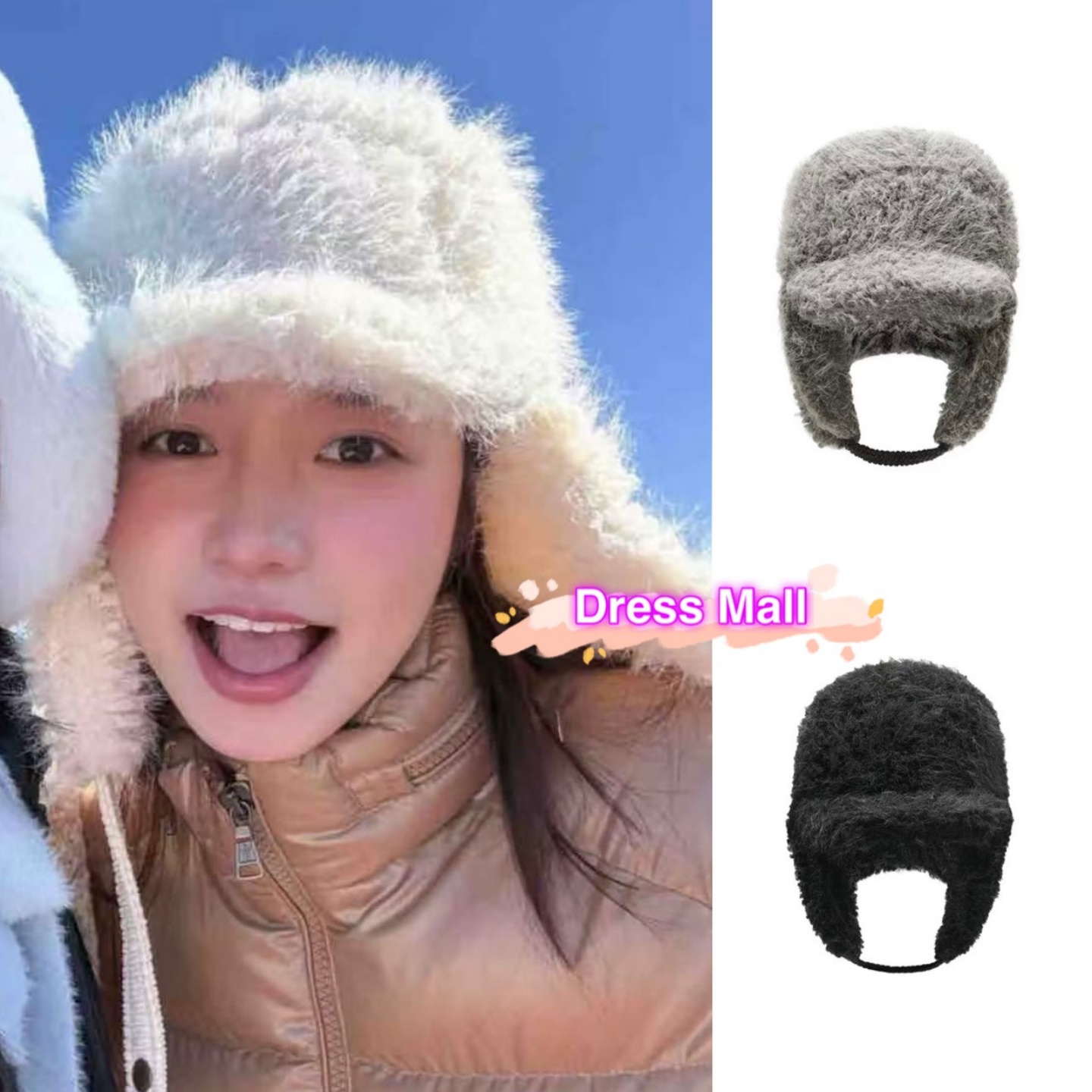 小众可爱毛绒保暖雷锋帽护耳帽