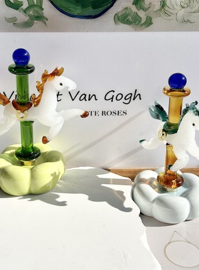 琉璃旋转游乐马桌面摆件客厅