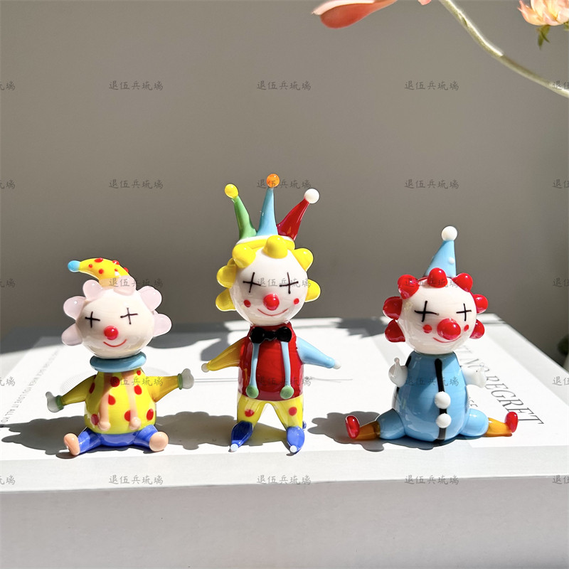 可爱治愈小丑淄博琉璃公仔摆件装饰品纯手工手办桌面书桌生日礼物