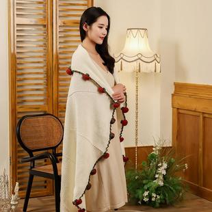 手工玫瑰腿花毯成子品花束毯子针织披肩毛毯盖小子午休毯毯露2505