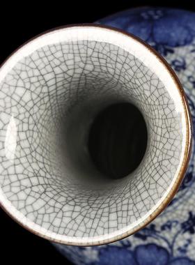 景品德镇陶瓷lwyxc器中式仿古花古瓶工艺客厅摆件家居关博架装玄