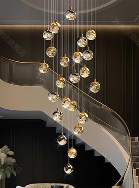 琪豪轻间奢水晶挑楼RYT梯吊灯复式空客厅吊灯别墅楼梯吊灯loft公