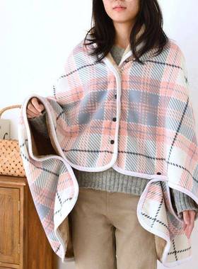 带扣子功能披肩毯大号懒人毯办室AVO披肩毯毛子围公裙盖多腿单人