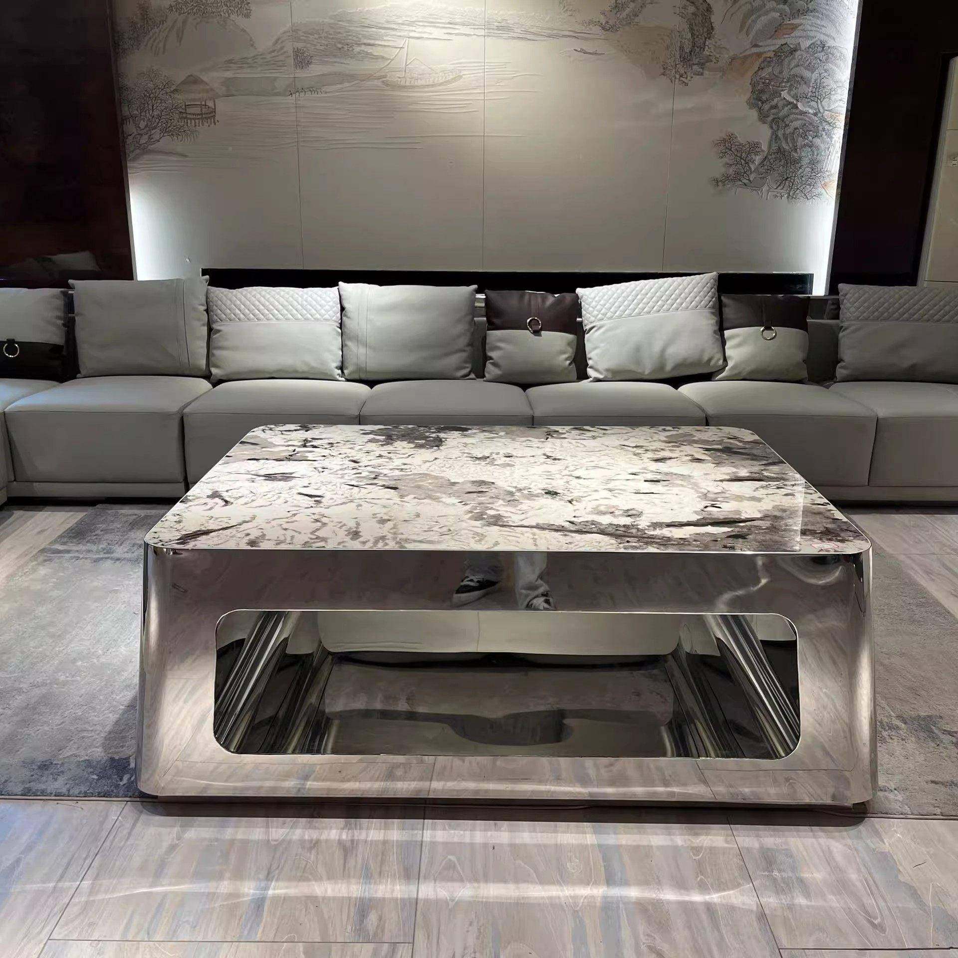 高端新款KT包镜面不锈钢茶几座大厅厢卡专V用网3红大理石岩板桌子,商业/办公家具,酒吧桌,淘宝优惠券,粉丝福利购,淘宝优惠卷