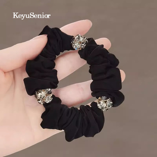 网红水钻发绳高弹力黑色皮筋女扎头成人高端头绳气质发绳发圈头饰