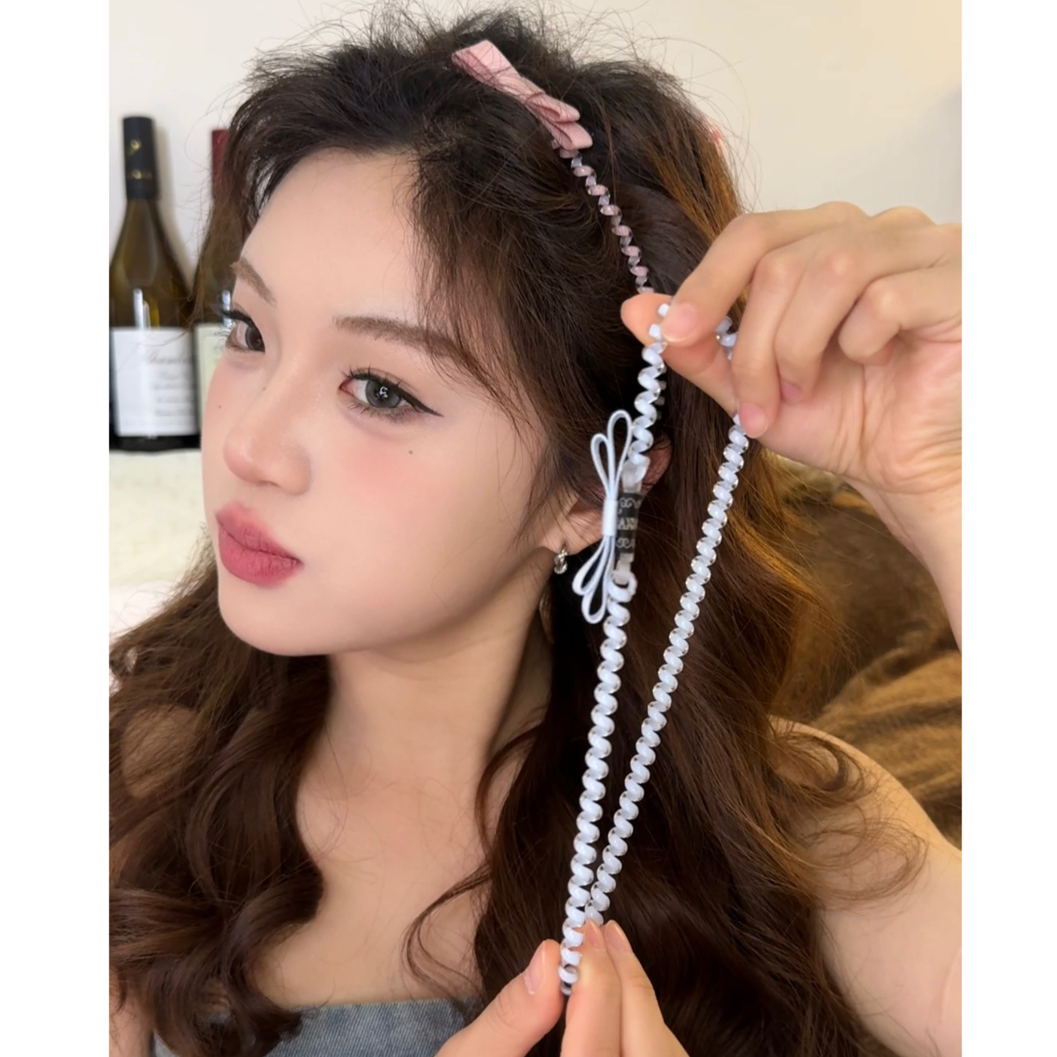 一款四戴！可做chocker电话线发绳发箍氛围感发圈蝴蝶结马尾发带,饰品/流行首饰/时尚饰品新,发饰,淘宝优惠券,粉丝福利购,淘宝优惠卷