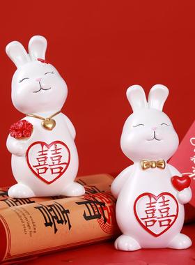 新款直销饰品新人礼物创意布置装饰摆件礼品家居家居装饰新婚兔子