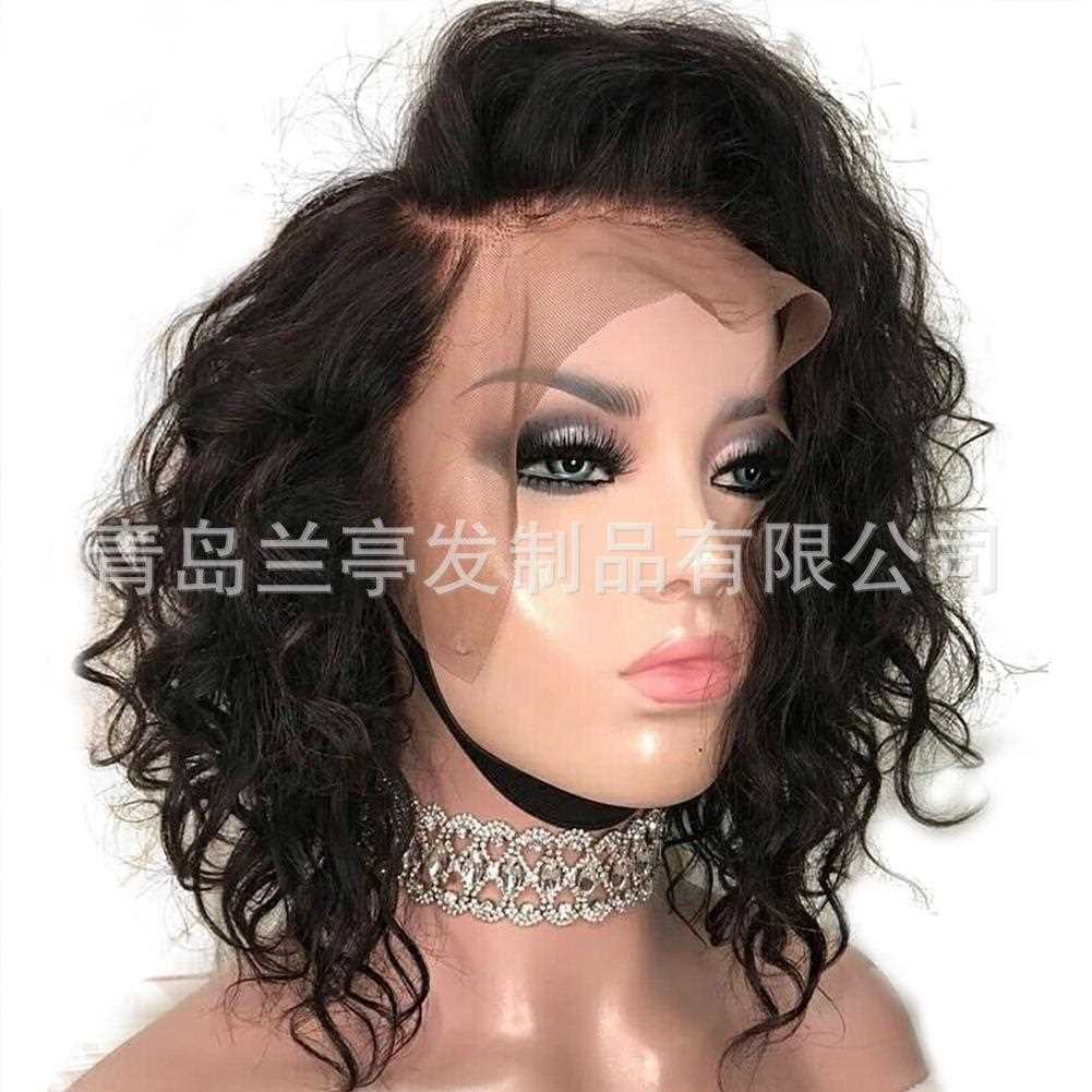 新款直销假发 化纤前蕾丝假发头套 短卷发哑光温丝