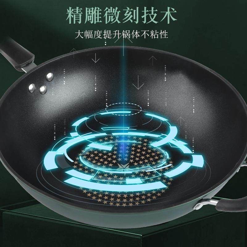 新款直销新品不粘锅炒锅微油烟家用不沾炒菜锅燃气灶专用平底锅
