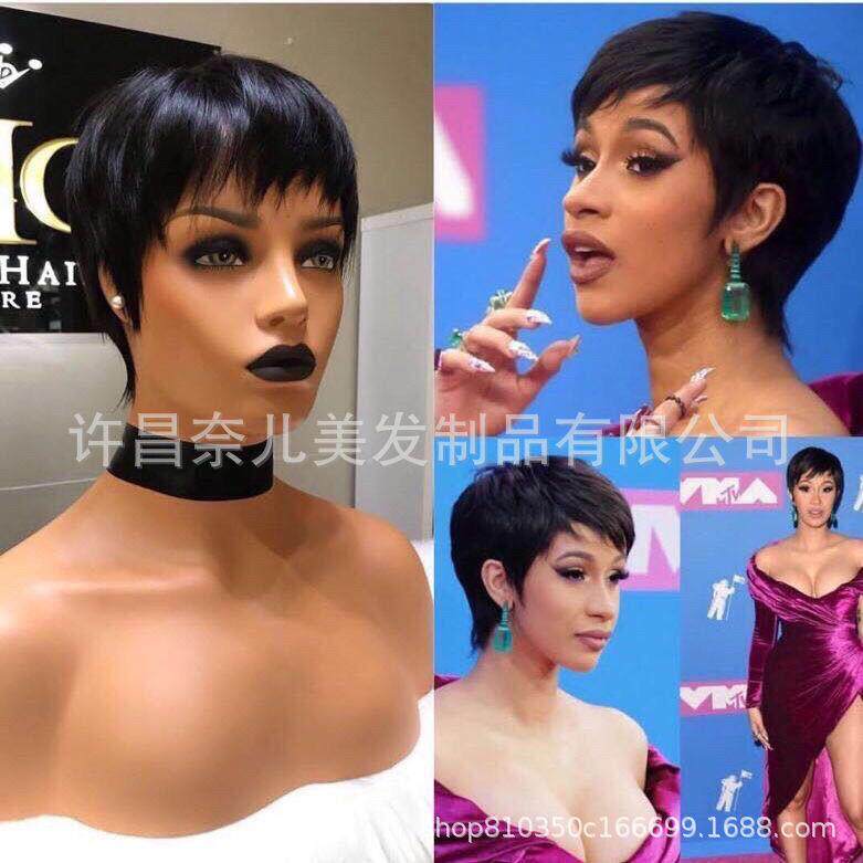 新款直销假发女 黑色短直发欧美 自然逼真时尚头套干练龄