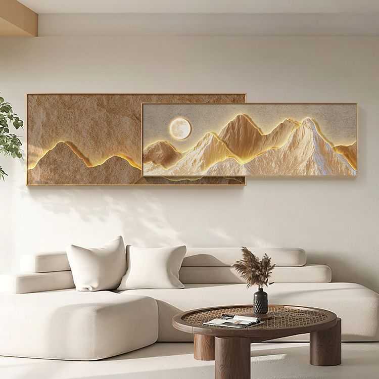 新款直销现代大气简约客厅装饰画背有靠山抽象肌理画感沙发背景墙