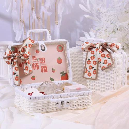 新款直销藤编箱子伴手礼盒空盒情人节满月礼物盒收纳筐婚礼生日伴