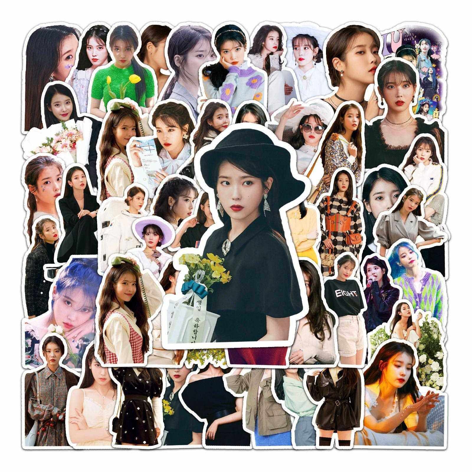 新款直销50张IU明星创意贴纸滑板车行李箱贴纸笔记本电脑汽车摩托