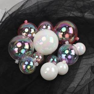 新款 饰炫彩透明粉色白色幻彩球蛋糕插件摆件甜品台 直销烘培蛋糕装