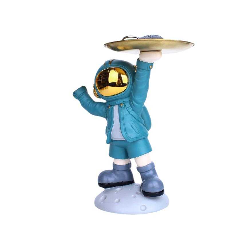 新款直销玄关钥匙收纳摆件太空人宇航员托盘树脂工艺品酒柜装饰品