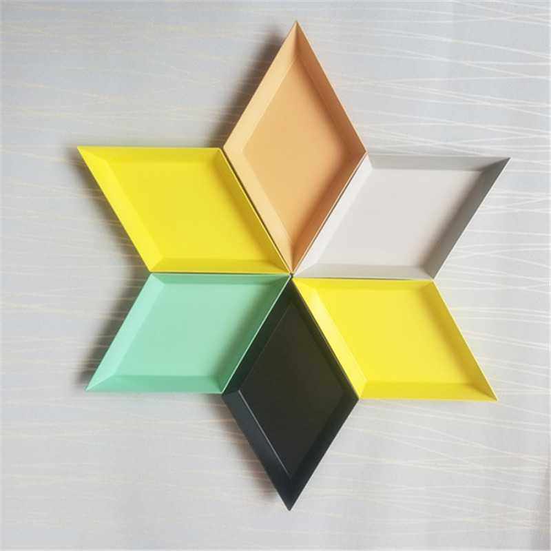 新款直销ins几何创意托盘多边形托盘 收纳北欧金属菱形六边形托盘