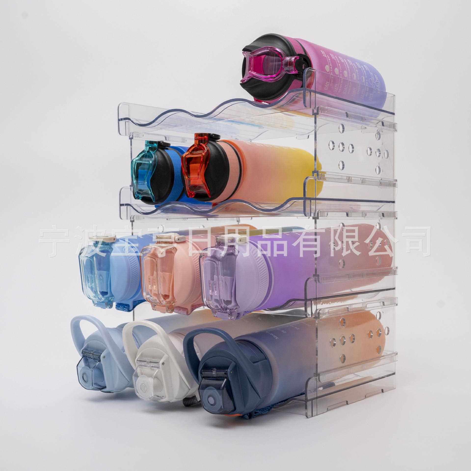 新款直销跨境塑料置物架水杯瓶收纳架可叠加橱柜桌面红酒架透明冰