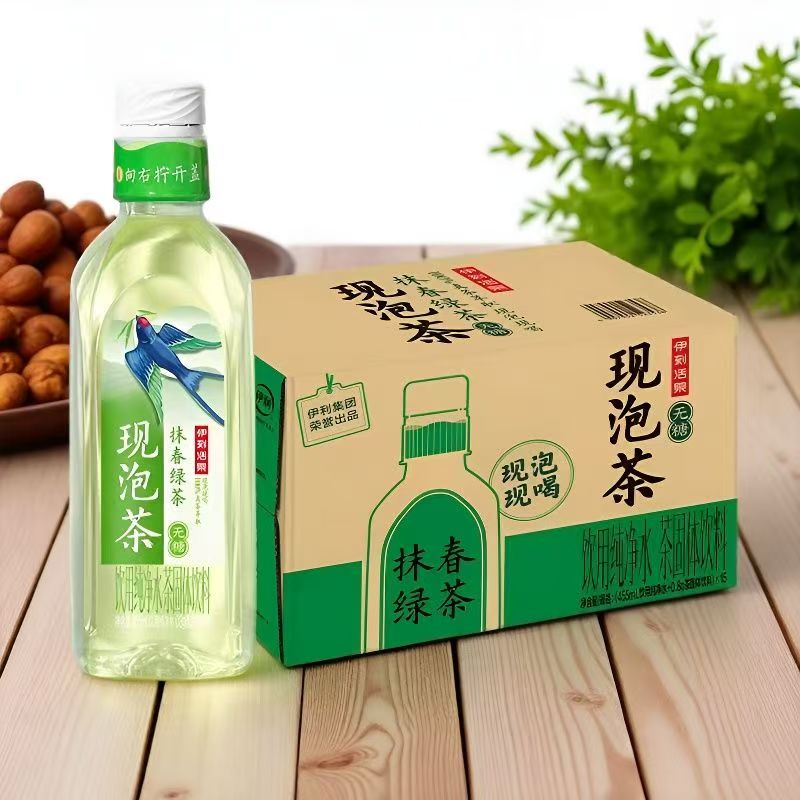 伊利伊刻活泉现泡茶抹春绿茶455ml*9瓶/15瓶茶饮料0糖0脂