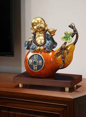 开招进宝铜葫芦摆件高JT-1758档玄关老板办公室桌财面装饰铺店乔