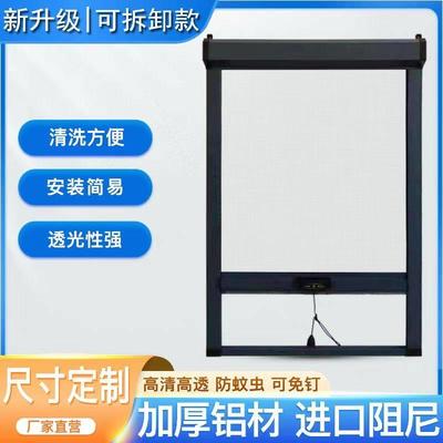隐纱纱形窗伸缩推拉式防蚊窗网自装铝金纱窗04TEV不合锈刚纱窗高