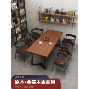 复古风小酒馆工业风酒吧咖啡烧烤店餐馆主题西餐厅实木餐桌桌椅组