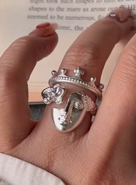 小红书爆款维纳斯皇冠戒指中古欧美风轻奢高级感简约小众叠戴设计