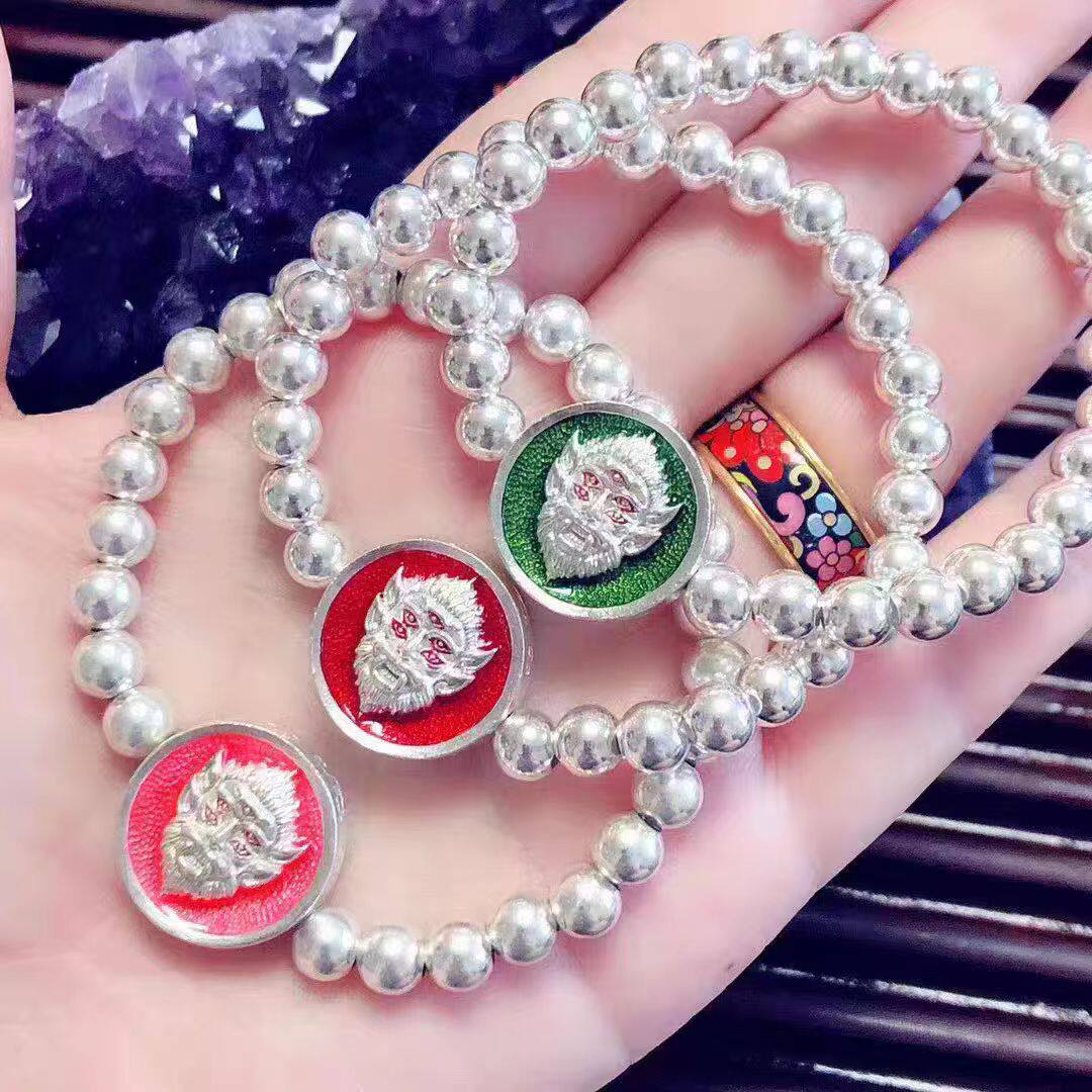 泰国五眼四耳佛牌手链男女款猴子图案镀银珠转运珠个性多色可选