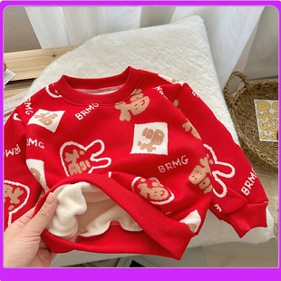 品牌清仓过年服女童儿童毛衣卫衣秋冬加绒男童保暖衣服加厚拜年服