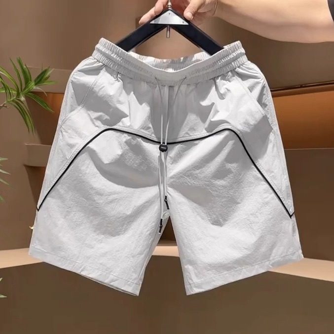 轻奢高端白色休闲短裤男款时尚五分裤夏季新款男士透气沙滩大裤衩,男装,休闲裤,淘宝优惠券,粉丝福利购,淘宝优惠卷