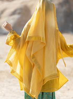 「天丝披肩头巾」萃CUI 写意国风-西域风新疆旅行百搭单品女