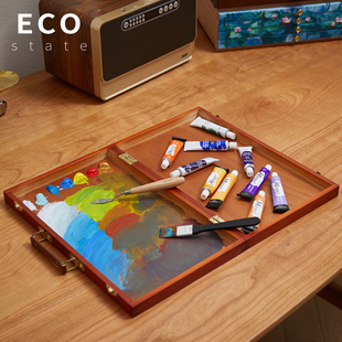 ECO户外写生油画调色盒木制手提学生写生美术专用手提油画画箱