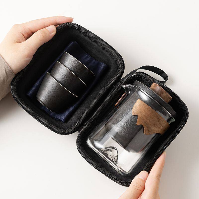 玻璃旅行茶具快客杯便携式套装泡茶户外旅游露营喝茶装备功夫茶杯,餐饮具,旅行茶具,淘宝优惠券,粉丝福利购,淘宝优惠卷